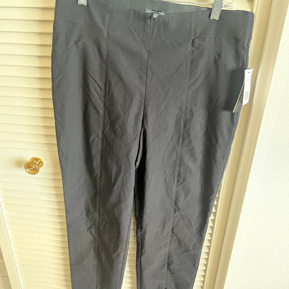 Violet & Roses pants with Front Ankle Slits and Front Zipper in Black
